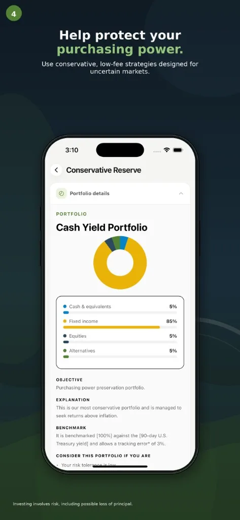 Goodstead app — conservative cash yield portfolio allocation